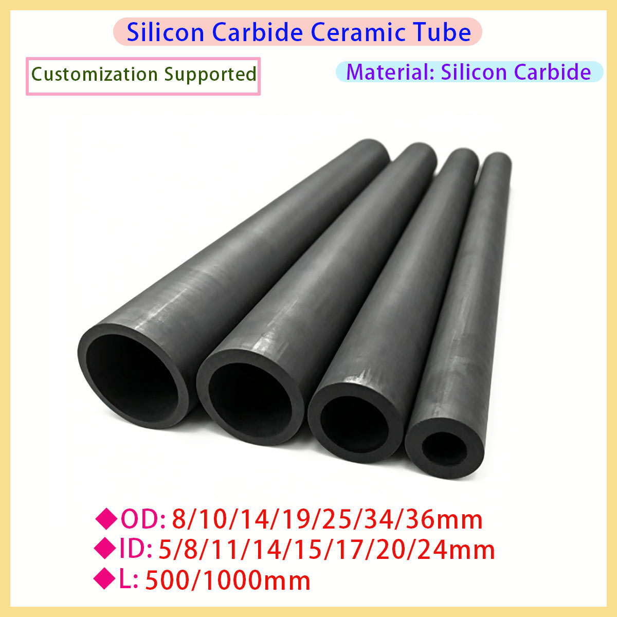 Ceramic Heat Emitter - SiC Ceramic Pipe Pressureless Sintered Silicon