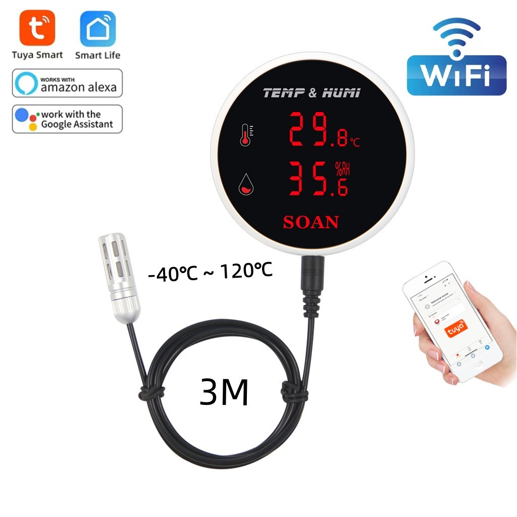 Digital Hygrometer Probe - Tuya WiFi Temperature Humidity Senor External